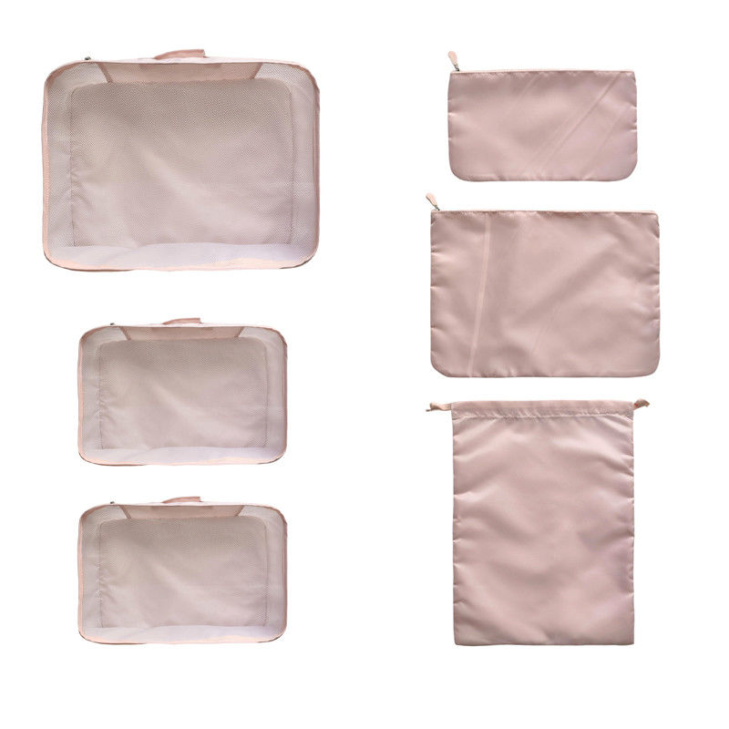 Conjunto Organizador de Viagem Premium (6 Peças, Rosa)
