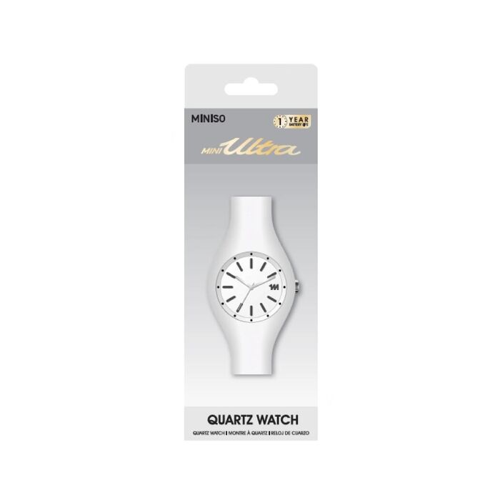 Relógio de Quartzo em Silicone Unissexo Mini Ultra - Modelo: EP-8145 (Branco)