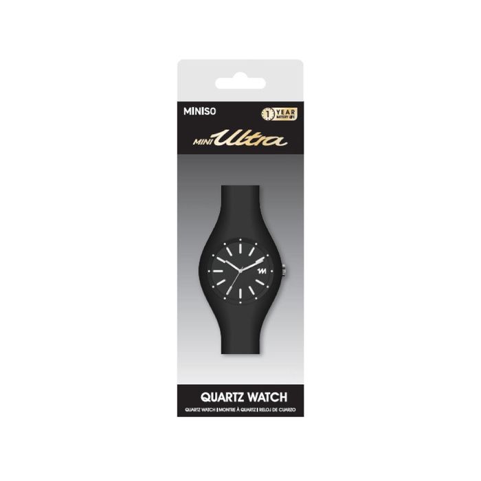 Relógio de Quartzo em Silicone Unissexo Mini Ultra - Modelo: EP-8145 (Preto)