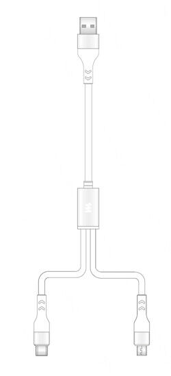 Cabo de Carregamento em Silicone 2 em 1 Mini Ultra (Branco)