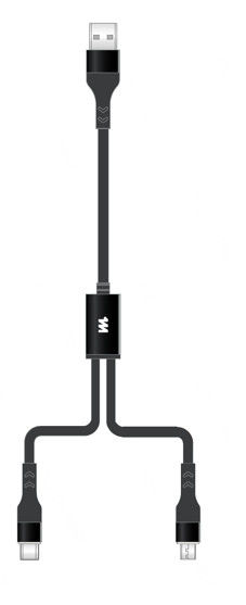 Cabo de Carregamento em Silicone 2 em 1 Mini Ultra (Preto)