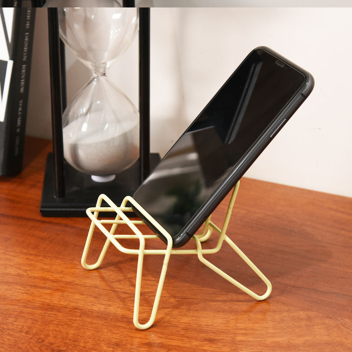 Suporte de Telemóvel em Metal - Design Cadeira Amarela
