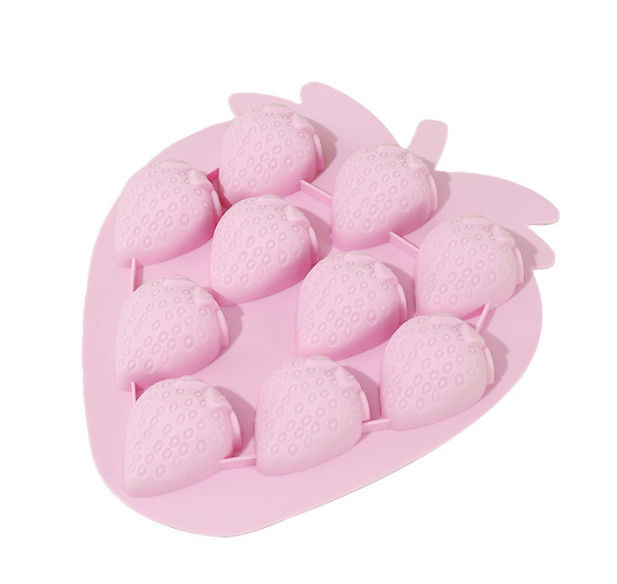 Forma de Gelo em Silicone da Strawberry (Rosa)