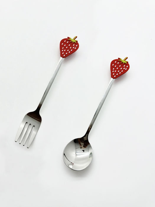 Conjunto de Talheres Strawberry (Garfo e Colher)