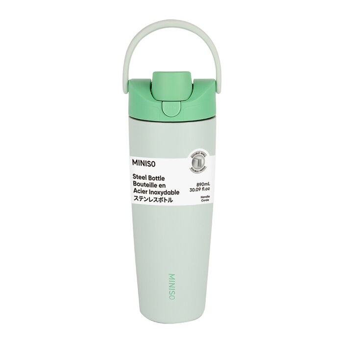 Garrafa em Aço Inoxidável com Palhinha de 890mL (Verde Claro)