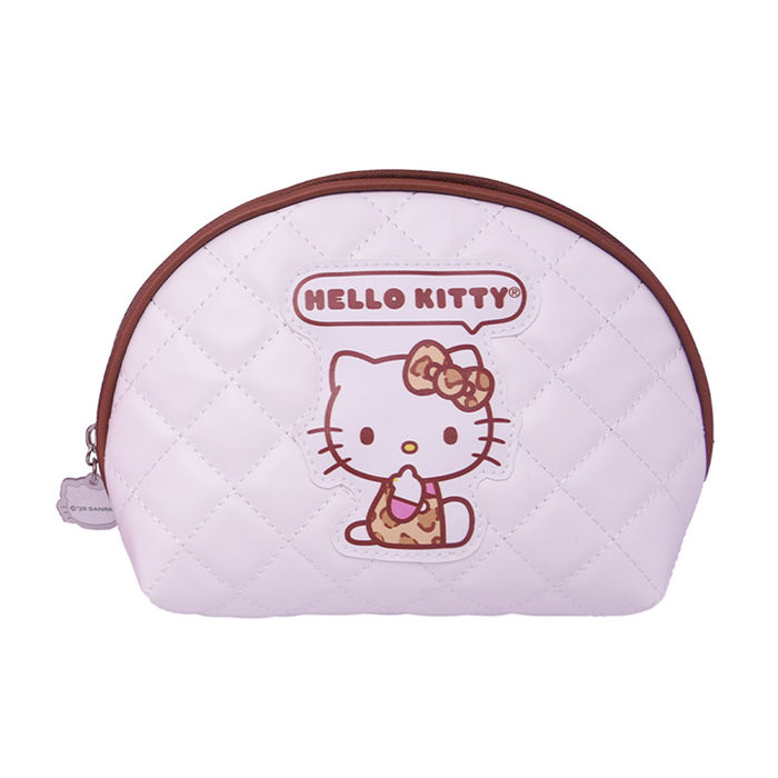 Necessaire em Forma de Concha da Hello Kitty Leopard em Castanho