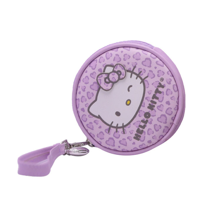 Porta-Moedas Redondo da Hello Kitty Leopard em Roxo