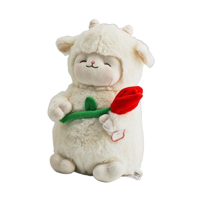 Peluche Cici com Flor Lamb Baa 28cm (Branco, com Rosa)