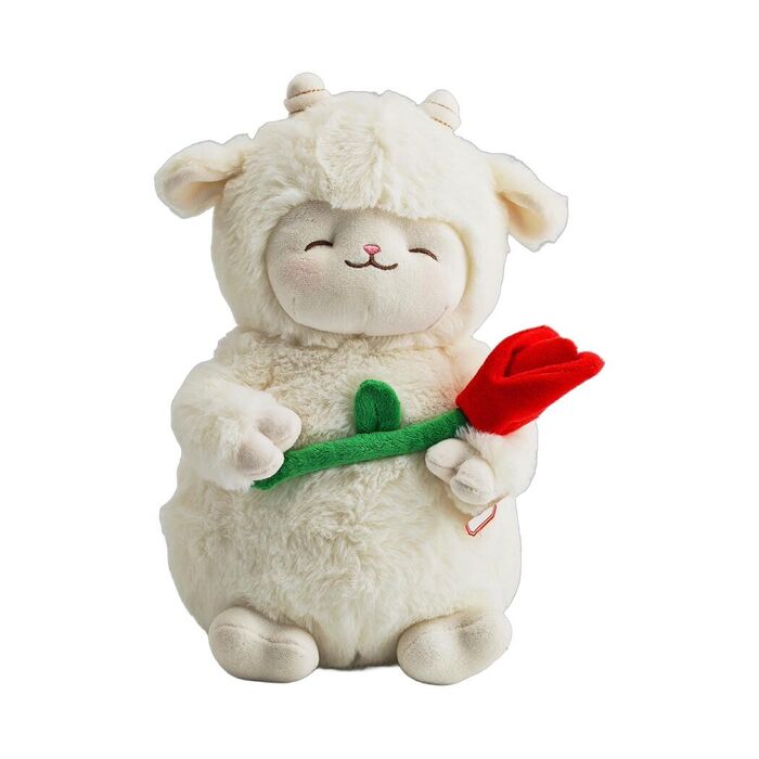 Peluche Cici com Flor Lamb Baa 28cm (Branco, com Rosa)