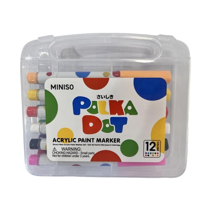 Conjunto de Marcadores Acrílicos de Fluxo Direto Polka Dot (12 Cores)