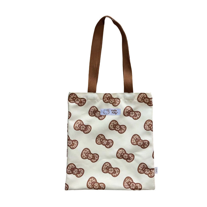 Bolsa Tote com Laço Estampado da Hello Kitty Leopard (Castanho)
