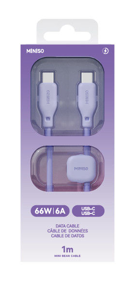 Cabo de Carregamento Rápido CTC em Silicone da Mini Bean (Com Organizador de Copo) (Roxo)