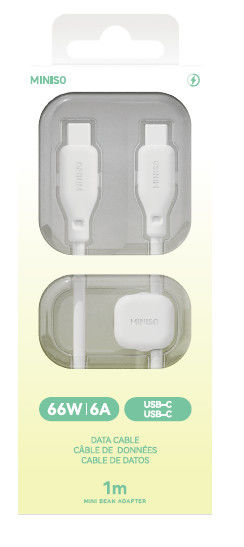 Cabo de Carregamento Rápido CTC em Silicone da Mini Bean (Com Organizador de Ventosa) (Branco)