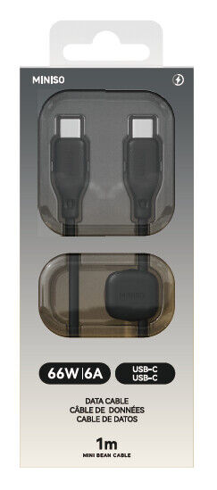 Cabo de Carregamento Rápido CTC em Silicone da Mini Bean (Com Organizador de Copo) (Preto)
