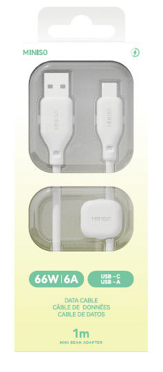 Cabo de Carregamento Rápido ATC em Silicone da Mini Bean (Com Organizador de Copo) (Branco)