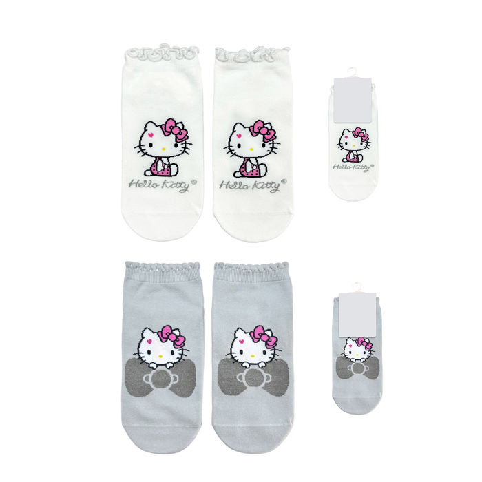 Meias pelo Tornozelo da Hello Kitty Y3K (Cinzento/Branco)
