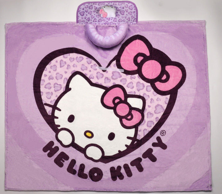 Manta Quente Grande com Alça da Hello Kitty Leopard (Roxo)
