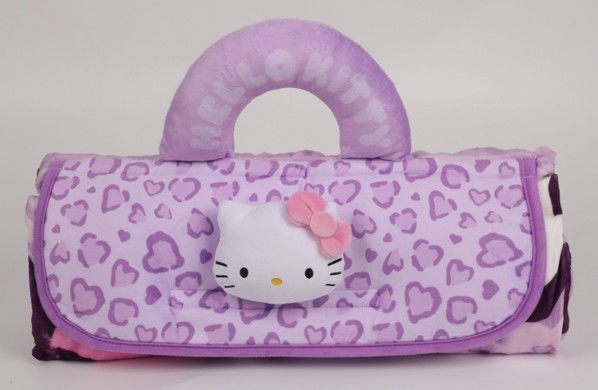 Manta Quente Grande com Alça da Hello Kitty Leopard (Roxo)