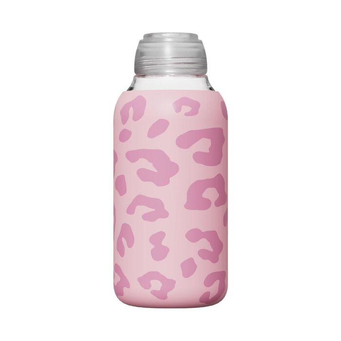 Garrafa de Viagem em Vidro da Colorful de 500mL (Estampado de Leopardo Rosa)