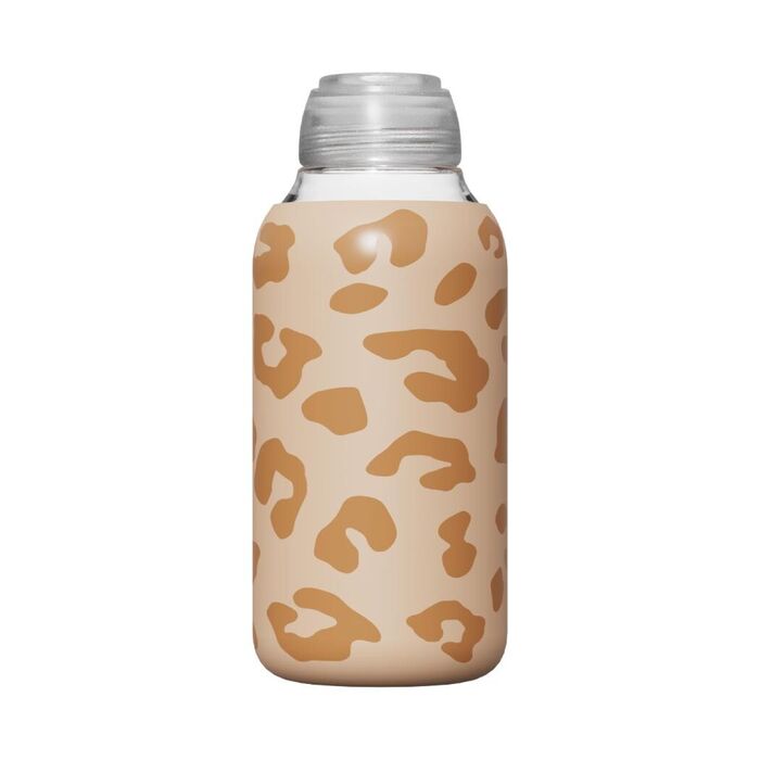 Garrafa de Viagem em Vidro da Colorful de 500mL (Estampado de Leopardo Café)