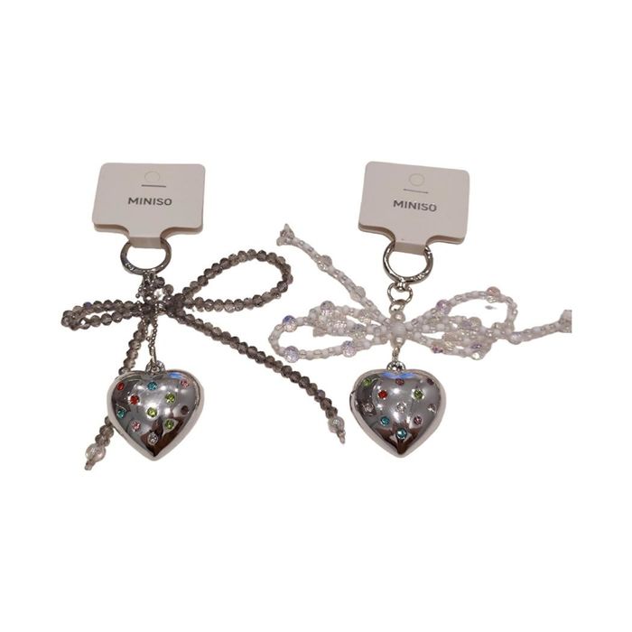Pendente de Laço com Coração de Glitter e Missangas da Korean Style
