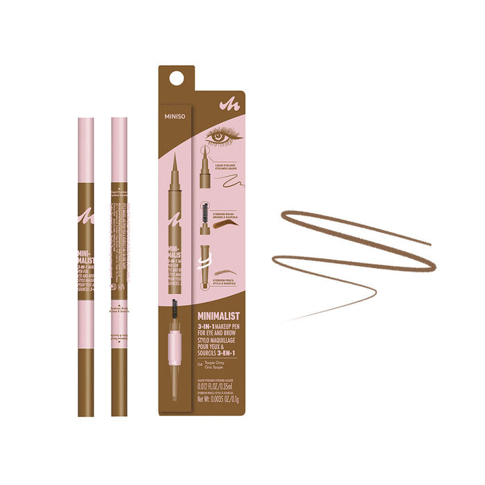 Caneta de Maquilhagem 3 em 1 para Olhos e Sobrancelhas (04 Cinza Taupe)