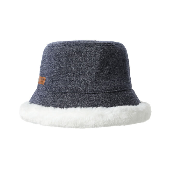  Gorro de inverno com borda fofa (Azul escuro)