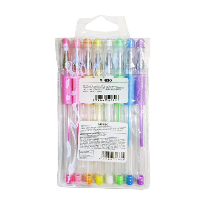 Conjunto de Canetas de Gel 0.8mm (8 Cores)