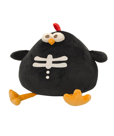 Dundun metaverse - Peluche frango preto com osso (Halloween) 30cm