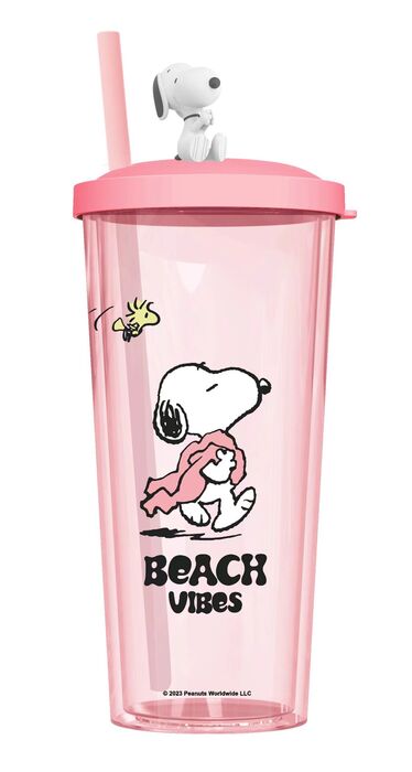 Copo de Plástico c/ Palhinha (550 ml)  Snoopy