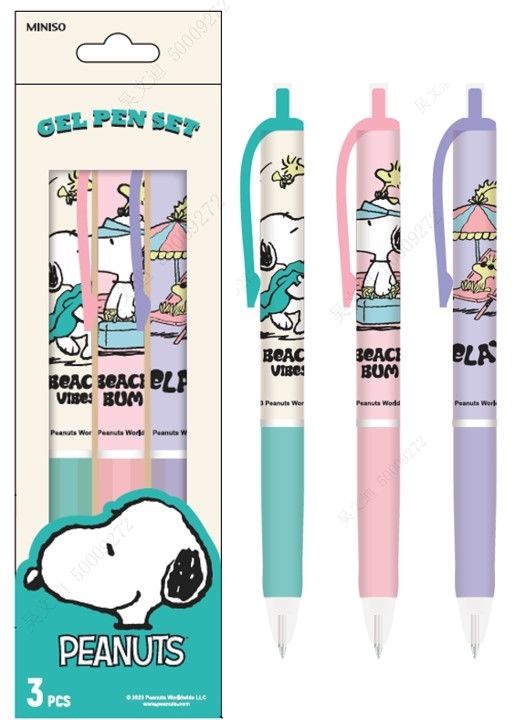 Caneta de Gel  (3 unidades) - Snoopy 