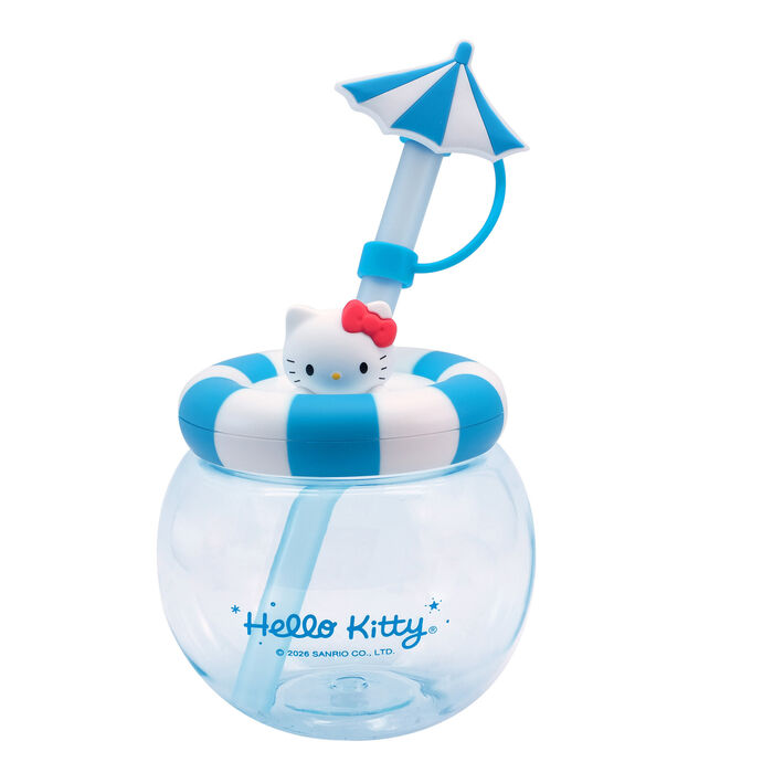 Copo de Plástico com Palhinha e Decoração da Hello Kitty Jump into Summer de 600mL