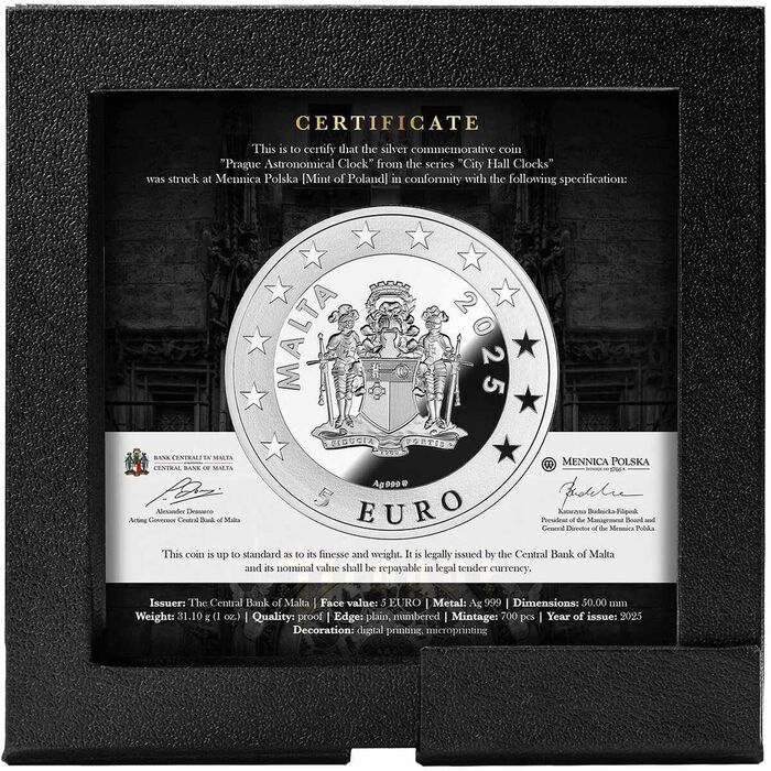 5 Euros Malta - Relogio de Berna