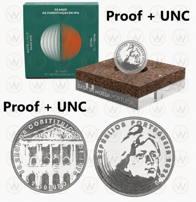 2.50 Euros - 50 Anos da Constituição de 1976 (Proof + UNC)