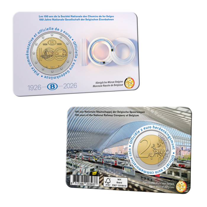 2 Euros Belgica 2026 - Caminhos de Ferro FR
