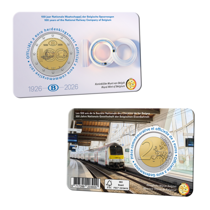 2 Euros Belgica 2026 - Caminhos de Ferro NL