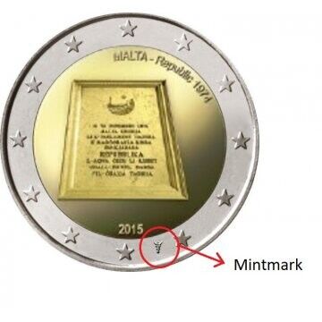 2 Euro - Malta Republic 2015 (Mintmark)