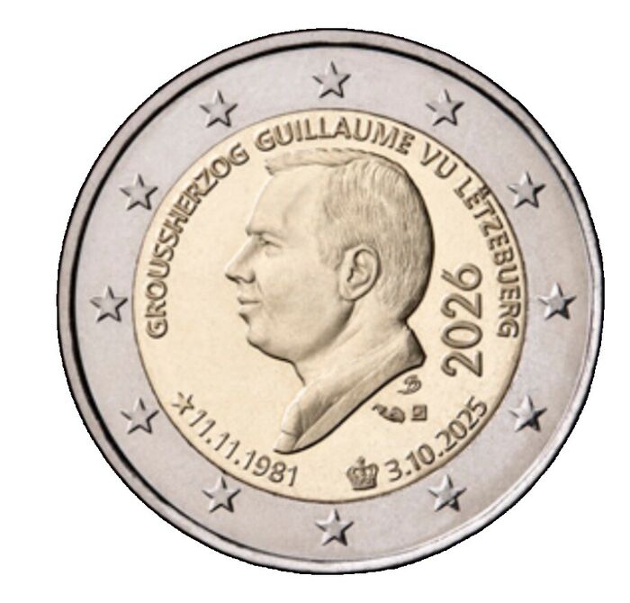 2 Euros - Luxemburgo Guilherme 2026