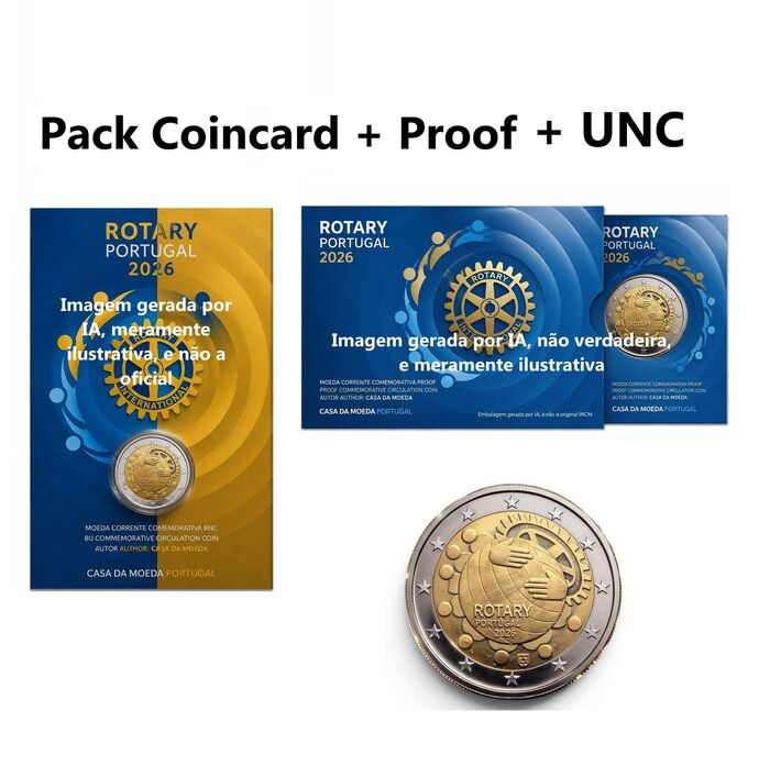 2 Euros Rotary - PACK Coincard BU + Proof + UNC 