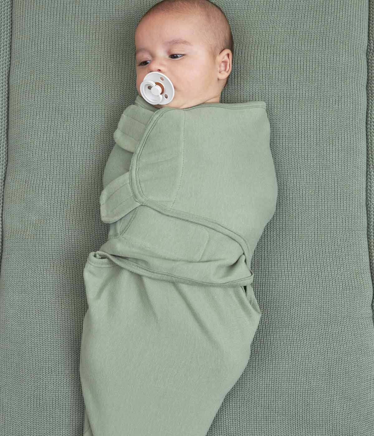 Swaddles Wrap com Velcro Algodão Bebé Pintas 2un Branco e Verde Moon