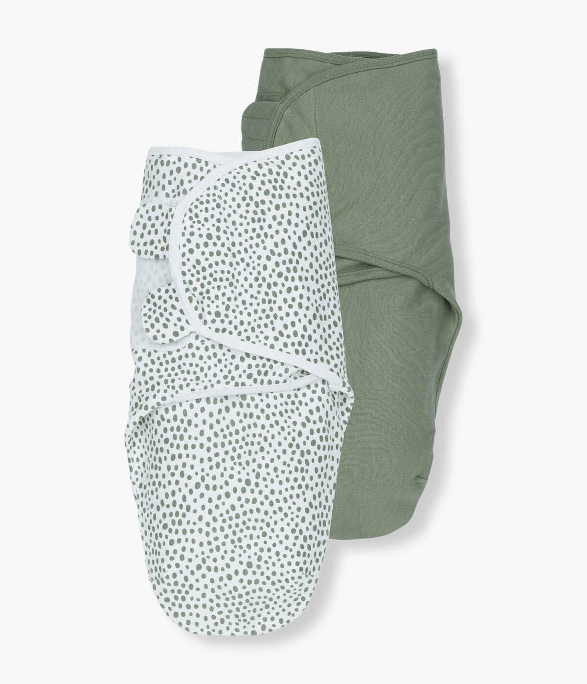 Swaddles Wrap com Velcro Algodão Bebé Pintas 2un Branco e Verde Moon
