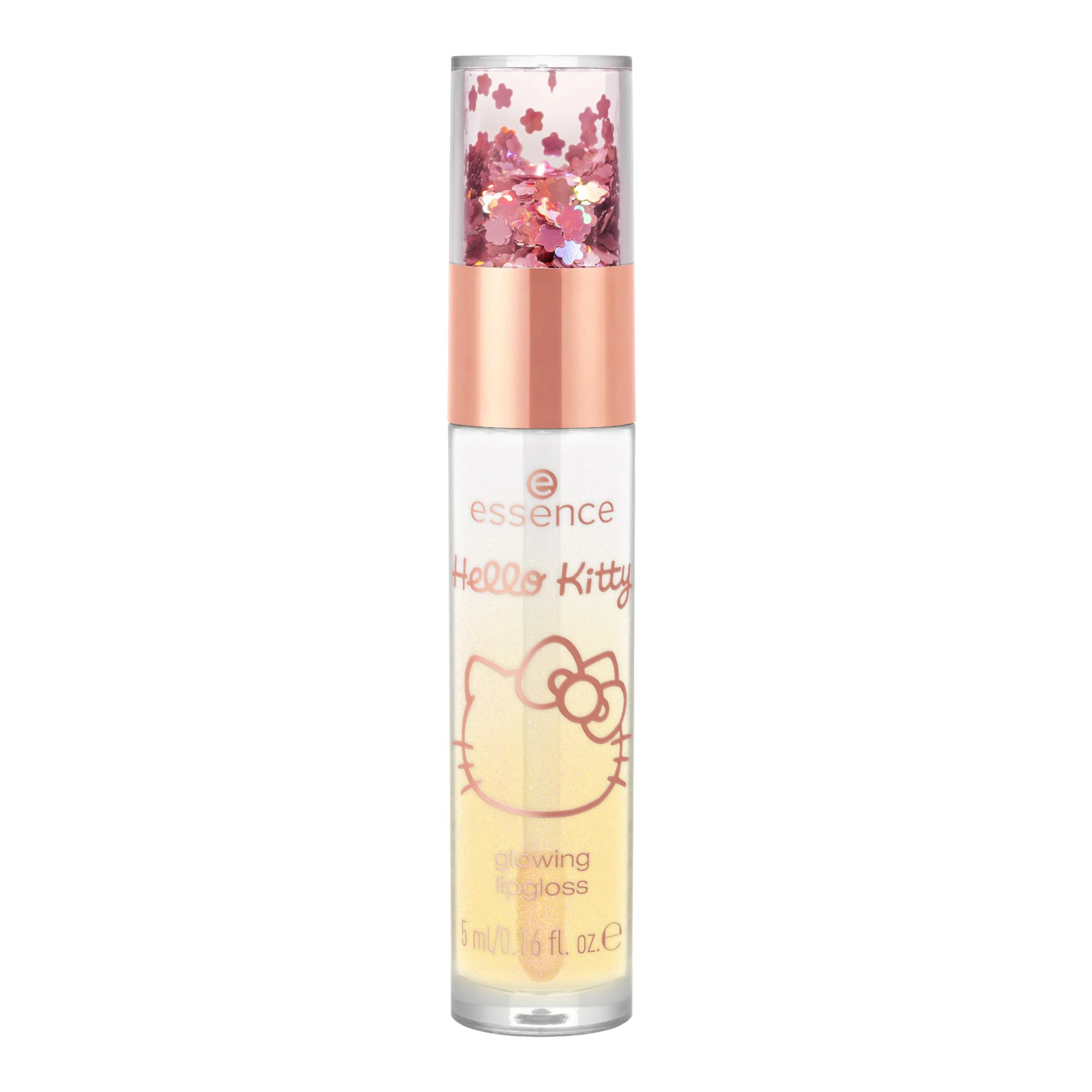 Essence Hello Kitty Gloss de Lábios 02 - Brilho Delicado e Embalagem com Confetes Móveis