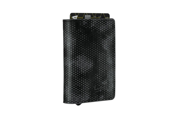 1 preto - Carteira em Pele e Alumínio Anti-RFID Pixel