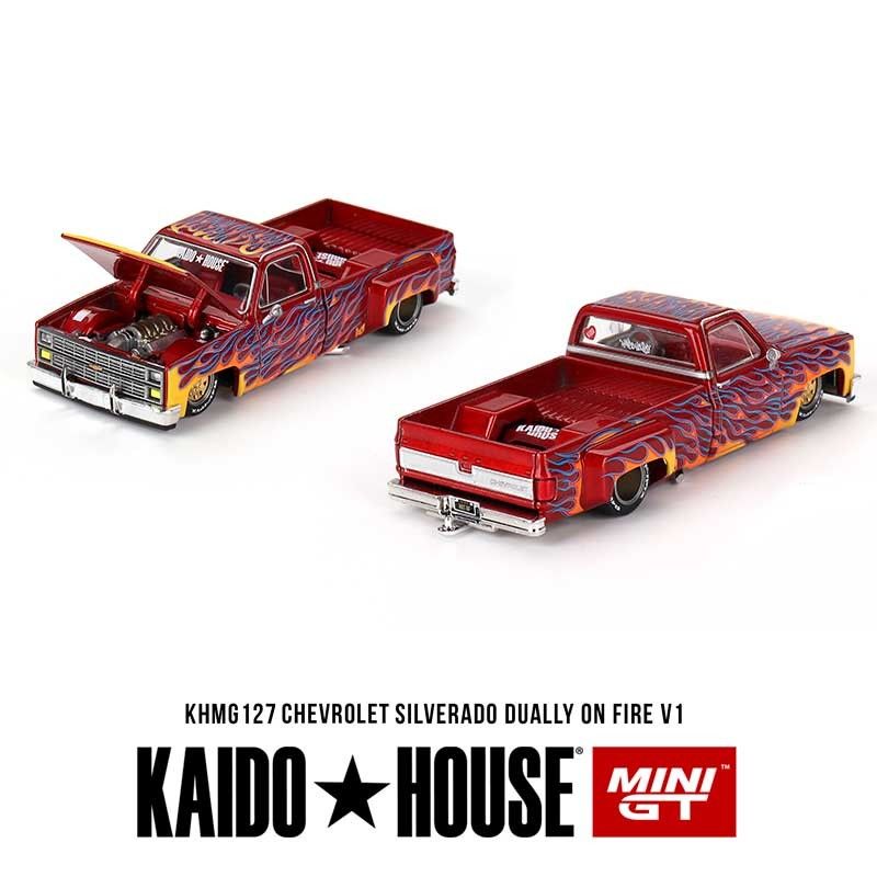 Kaido House MINI GT Chevrolet Silverado Dually on Fire V1 1/64 (127)