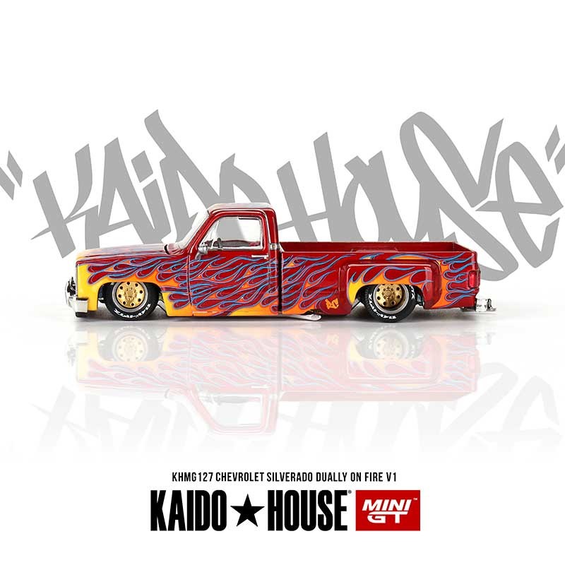 Kaido House MINI GT Chevrolet Silverado Dually on Fire V1 1/64 (127) 0