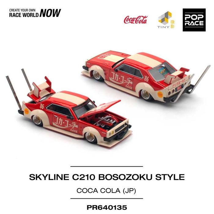 POP RACE Nissan Skyline C210 Kaido Racer Bosozoku Style Coca-cola JP 1/64 (PR640135)