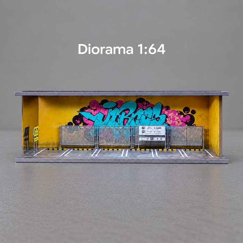Diorama Parking Grafitti (com Luz USB) 1/64 1
