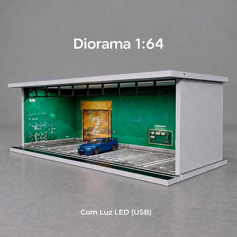Diorama Parking Garage Parking Lot (com Luz USB) 1/64