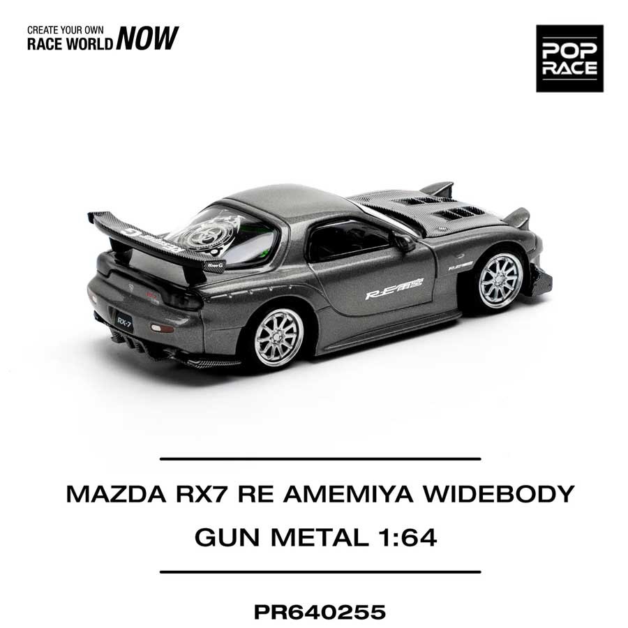 POP RACE Mazda RX7 RE-AMEMIYA Gun Metal 1/64 (PR640255) 2