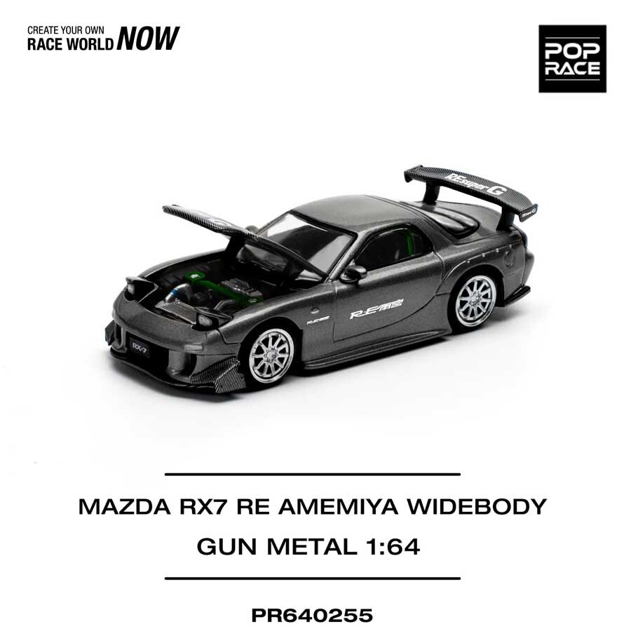 POP RACE Mazda RX7 RE-AMEMIYA Gun Metal 1/64 (PR640255) 1
